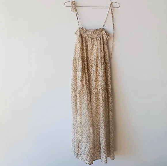 by The River Dresses | Floral Strappy Maxi Sundress Maxi Dress | Color: Brown/Cream | Size: S | 312posher's Closet